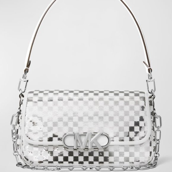 Michael Kors Parker Check Print Medium Convertible Pouchette Shoulder Bag - NWT! - Picture 2 of 4